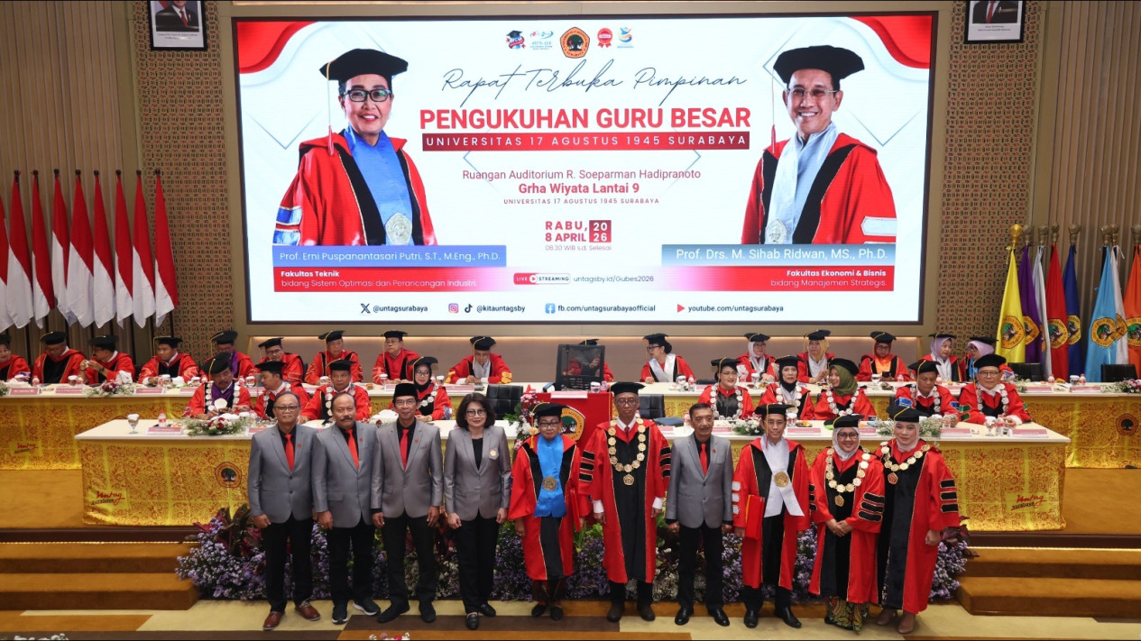 Untag Surabaya Kukuhkan Dua Guru Besar Baru, Siapkan Program Magister dan Perluas Kolaborasi Internasional