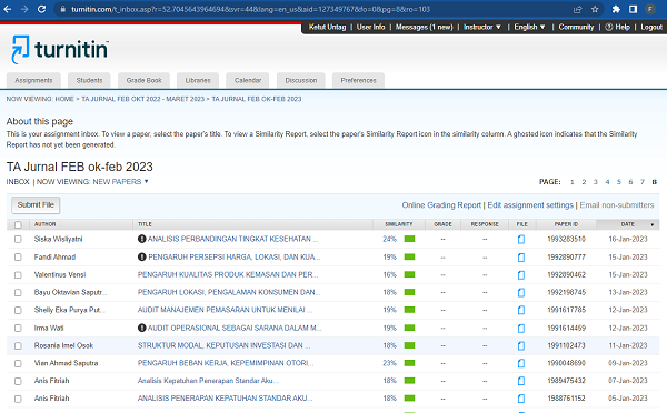 Cek Plagiasi Artikel Jurnal januari- maret 2023
