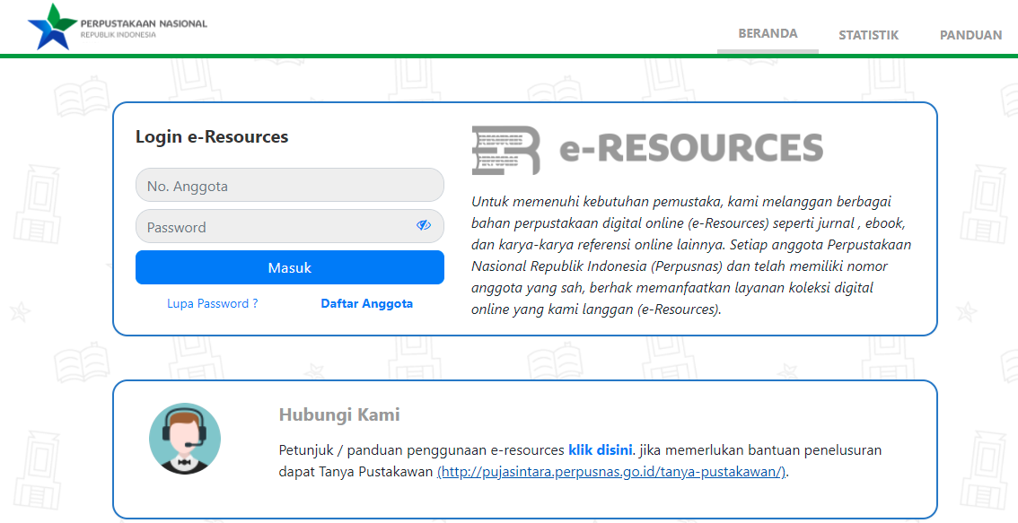 Akses Bahan perpustakaan digital online (e-Resources) ejurnal , ebook dan Karya ilmiah digital lainnya